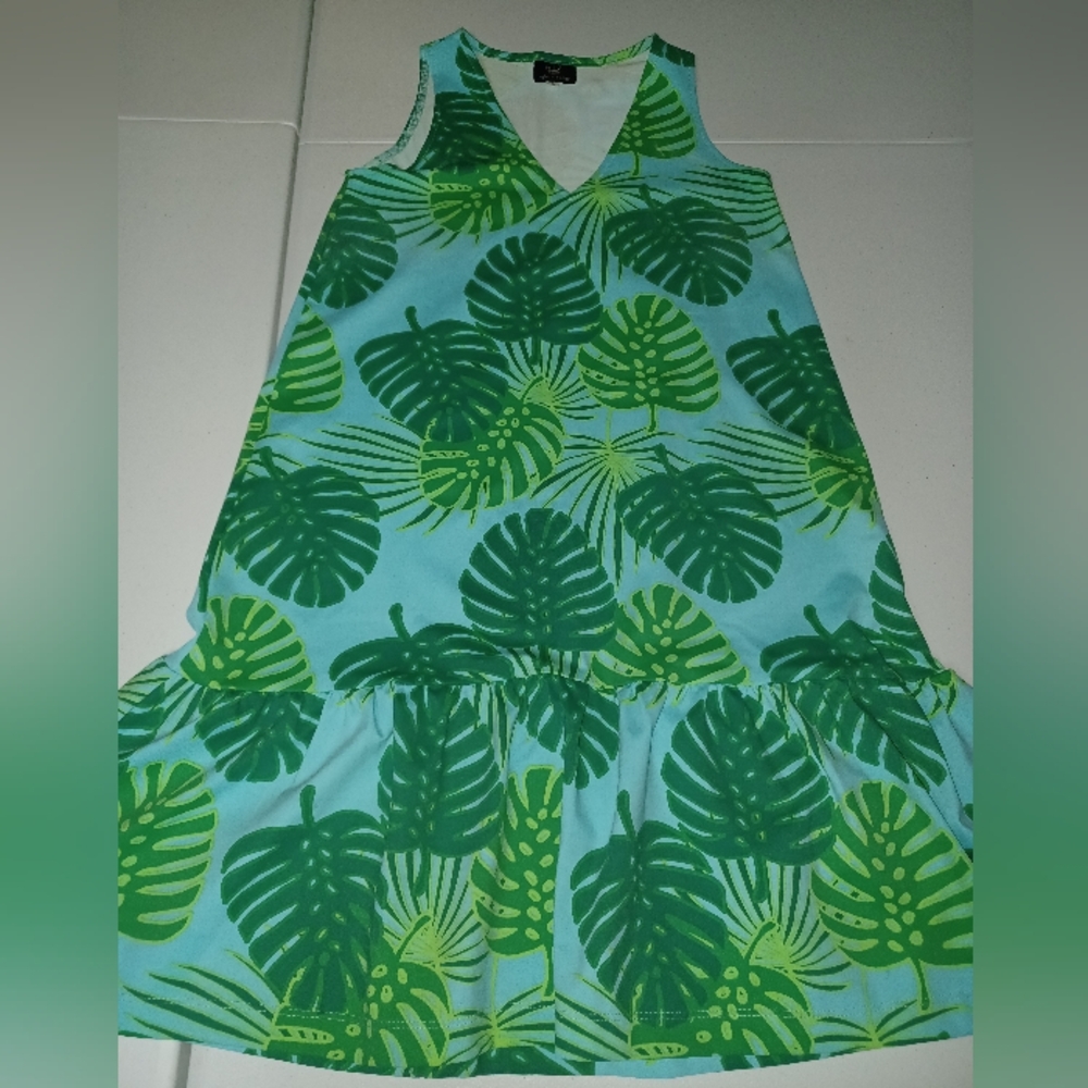 Tropical Leaf Print Sleeveless Dress Sailor*Sailor